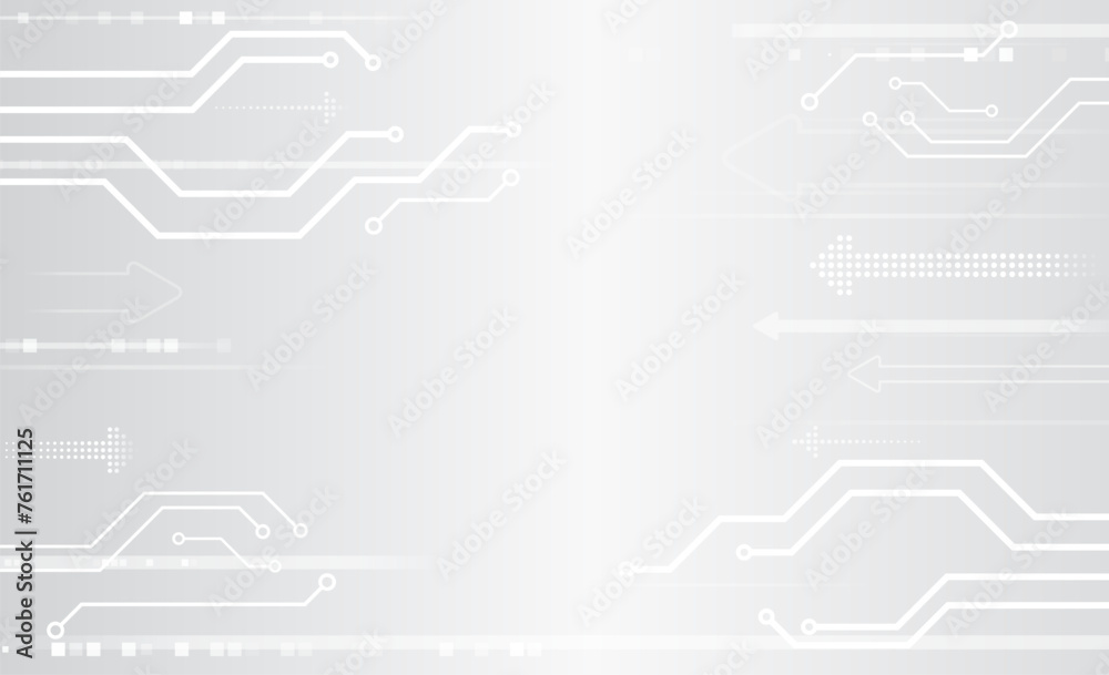 Leinwandbilder Hi-tech grey background with various technology elements. Vector illustration of circuit board and hexagons. Abstract futuristic communication.