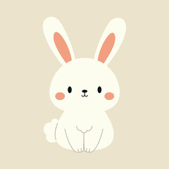 Cute lovable Easter bunny. Cartoon rabbit character for kids cards, baby shower, invitation, poster. Vector stock illustration
