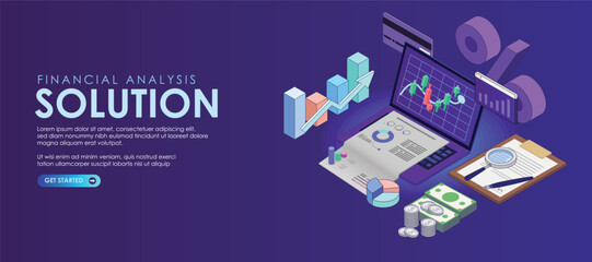 Financial Analysis Isometric Concept