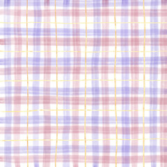 Gold Pink Purple Plaid Hand Drawn Background Overlay