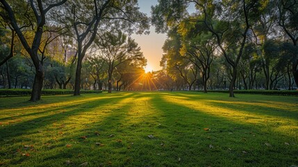 Sun Shining Through Trees in Park