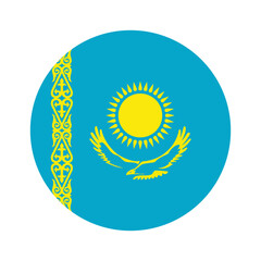 Kazakhstan national flag vector icon design. Kazakhstan circle flag. Round of Kazakhstan flag.
