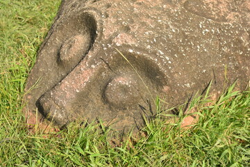 Detail image tantaduo megalithic site in Indonesia's Behoa Valley, Palu, Central Sulawesi.