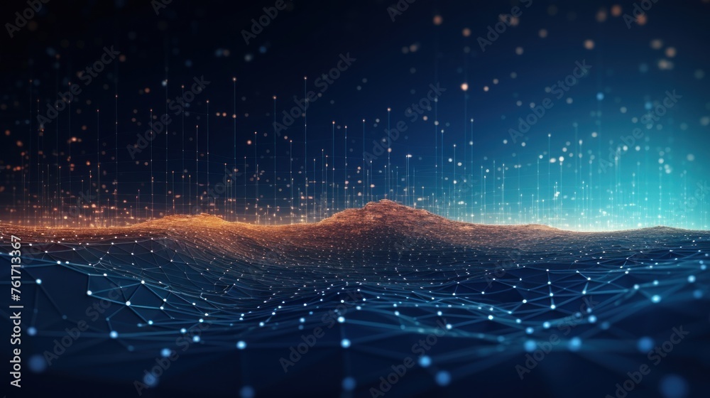 Wall mural futuristic abstract background with technology particles in a state of flux, symbolizing the ever ch