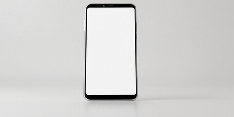 Smartphone with blank screen mockup on white background.
