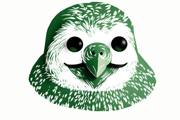 cute minimalist animal logotype mascot , green cute cartoon  bird face