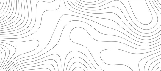 Abstract Topographic line art background. Mountain topographic terrain map background with white shape lines.Geographic map conceptual design.Black on white contour height lines.