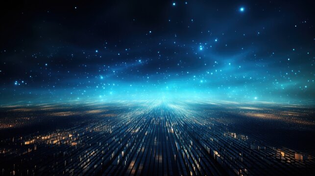 Futuristic abstract background with technology particles in a state of flux, symbolizing the ever changing landscape of technological evolution