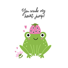 Funny kids card with frog