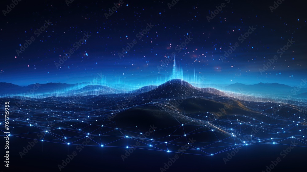 Wall mural futuristic abstract background with technology particles in a state of flux, symbolizing the ever ch