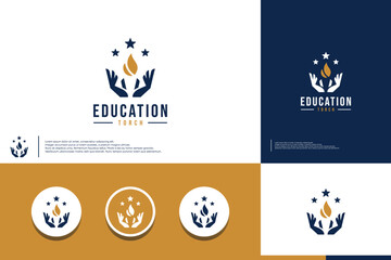 logo education , light torch , logo illustration.