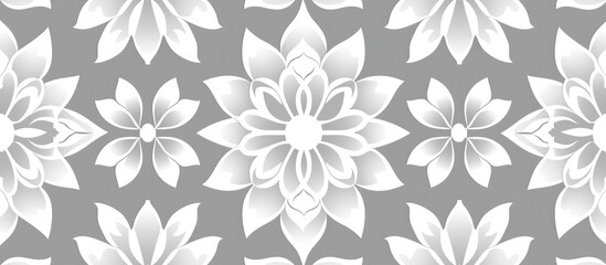 Fototapeta na wymiar Geometric floral design. pattern with seamless white and gray motif. Ideal for textiles and print.