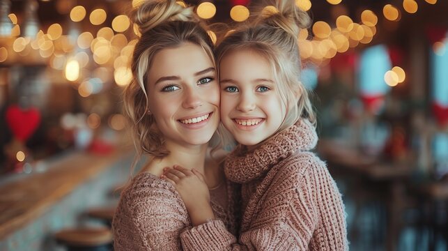 Mother and Daughter Embracing With Heart