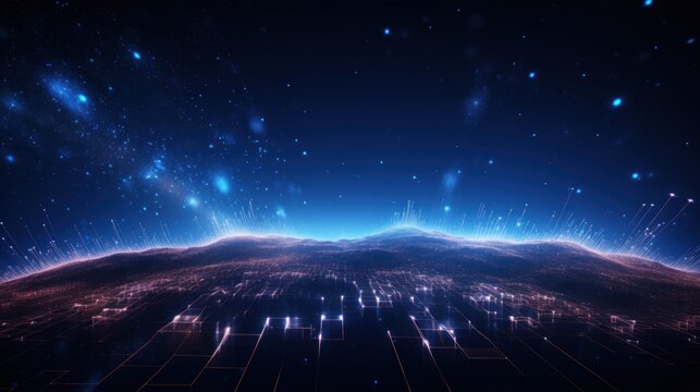 Futuristic abstract background with technology particles in a state of flux, symbolizing the ever changing landscape of technological evolution