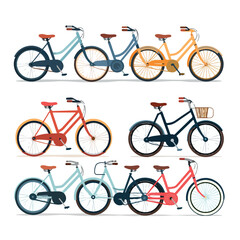 Collection of bicycle cartoon vector art illustration