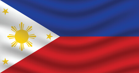 Flat Illustration of the Philippines national flag. Philippines flag design. Philippines wave flag.
