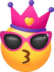 Cute Queen Wearing Sunglasses Emoticon Icon - 761719159