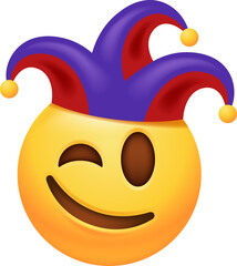 Winking Jester Joker Fool Emoticon Icon - 761719547