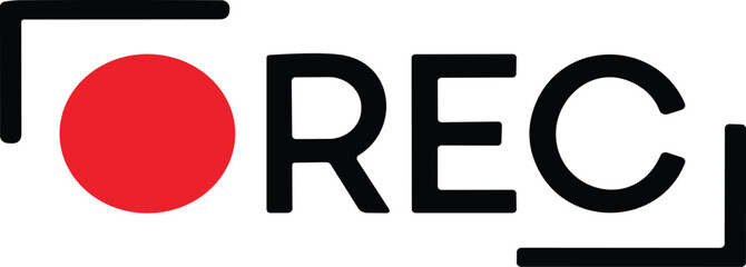 Recording sign icon. Red logo camera video recording symbol, rec icon - obrazy, fototapety, plakaty