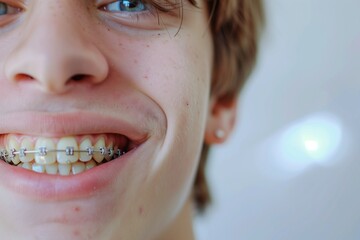 Teen's Cheerful Braces Close-Up