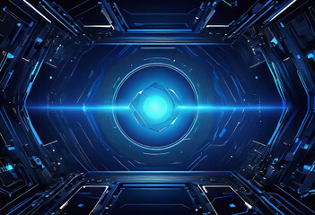 Naklejka premium Technology background with surface lines and dots. desktop wallpaper, Modern dark blue geometric banner background. vector illustration.