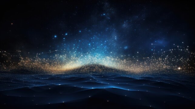 Futuristic abstract background with technology particles in a state of flux, symbolizing the ever changing landscape of technological evolution