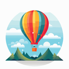 Fototapeta na wymiar Colorful hot air balloon floating in the sky illust