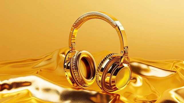 Indulge in luxury with our exquisite isolated golden headphones. Perfect for audiophiles and fashionistas alike!