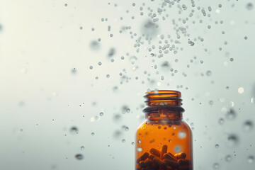 bottle with medicine on white background.