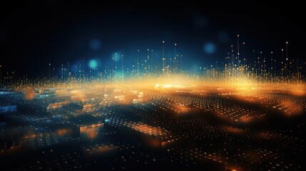 Futuristic abstract background with technology particles in a state of flux, symbolizing the ever changing landscape of technological evolution