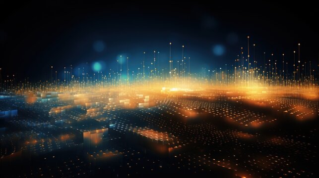 Futuristic abstract background with technology particles in a state of flux, symbolizing the ever changing landscape of technological evolution