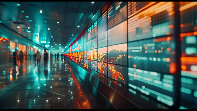 Large Digital Display Wall With Interactive Technology And Screens Integrated