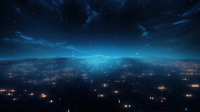 Futuristic abstract background with technology particles in a state of flux, symbolizing the ever changing landscape of technological evolution