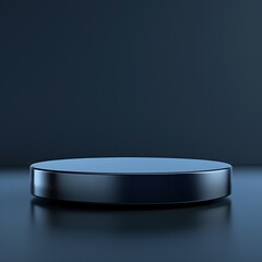 Circular podium in dark blue, clean and shiny for presentation and photomontage of products. Base 3d render