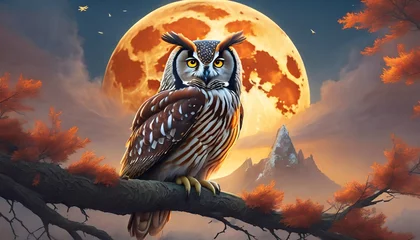 Fotobehang owl at night © Frantisek