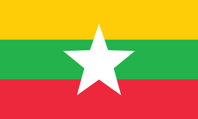 Flat Illustration of the Myanmar national flag. Myanmar flag design. 
