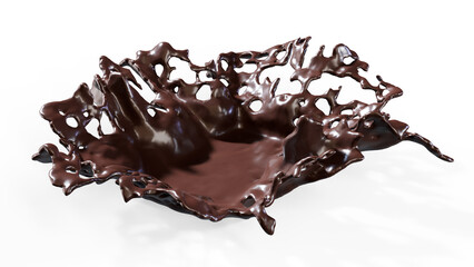 Chocolate or Cocoa splash isolated on white background, 3d render