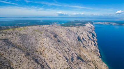 Fototapeta na wymiar Explore the breathtaking beauty of Kamenjak, located along the stunning coastline of Croatia on the island of Rab captured from a drone