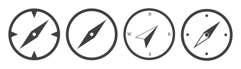 Simple set of compass icons. Set of compass symbols on white isolate