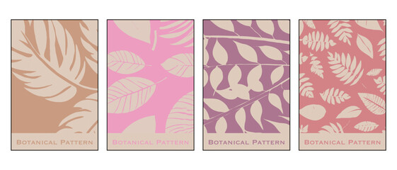 Set of 4 botanical illustrations. Minimalist pattern for printing on wall decorations, covers.