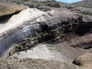 Teide National Park, particular lava formation with light and dark lines