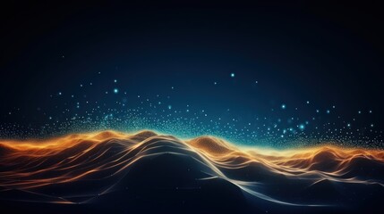 Futuristic abstract background with technology particles in a state of flux, symbolizing the ever changing landscape of technological evolution - obrazy, fototapety, plakaty