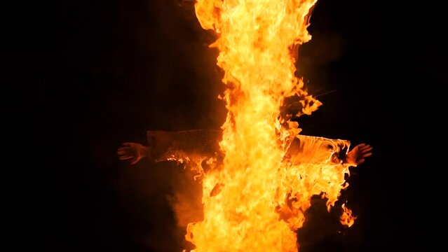 Burning an effigy of the victim at the stake.Witch rituals,Halloween.Burning witches in the dark is a religious tradition.A nightmare,horror.The mystery of evil,magic and mysticism.Esoteric sacrifice