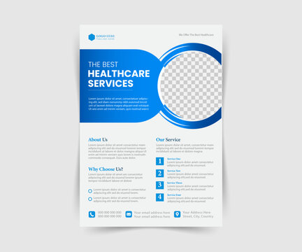 Corporate healthcare and medical cover and back page a4 flyer design template for print, Creative medical healthcare flyer poster template design. Corporate healthcare and medical flyer or poster desi