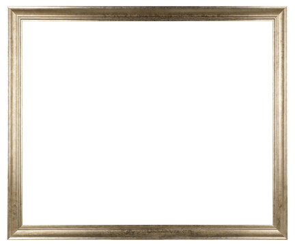 Narrow metal modern picture frame on a transparent background, in PNG format.