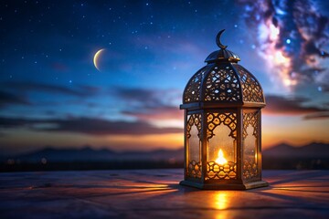 Ramadan Kareem Moonlit lantern symbolizing with sky 