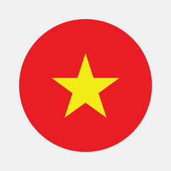 Vietnam national flag vector icon design. Vietnam circle flag. Round of Vietnam flag.
