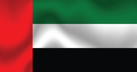 Flat Illustration of the United Arab Emirates national flag. United Arab Emirates flag design. United Arab Emirates wave flag.