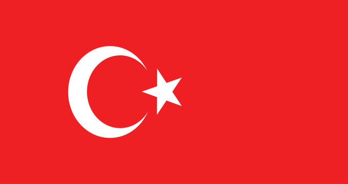 Flat Illustration of Turkey national flag. Turkey flag design. 
