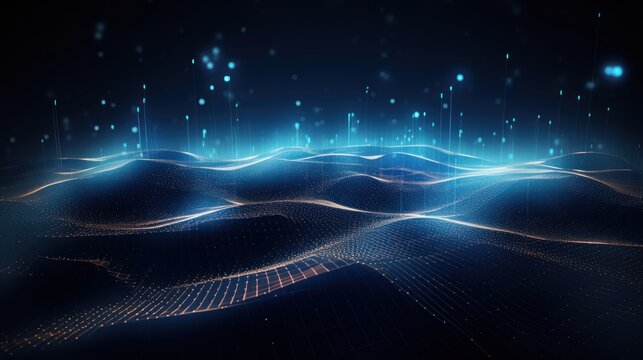 Futuristic abstract background with technology particles in a state of flux, symbolizing the ever changing landscape of technological evolution